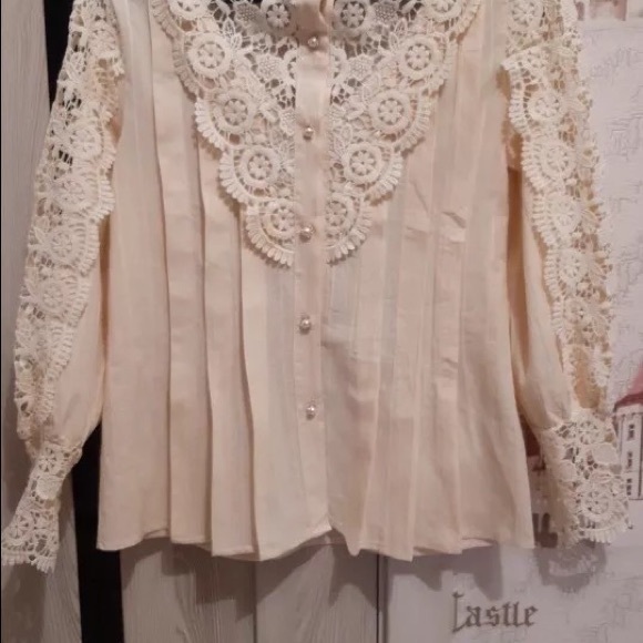 Lace blouse floral womens clothing long sleeve - Picture 9 of 14